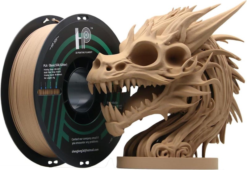 HP3DF PLA Filament, Wood PLA, 3D Printer Filament, PLA Filament 1.75mm Dimensional Accuracy +/- 0.02mm, 1KG Spool (2.2 lbs), Fit Most FDM Printer (Wood) - Image 1